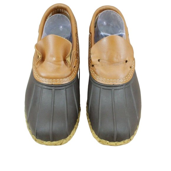 L.L. Bean Other - LL BEAN Brown Leather Unlined Slip On Moccasin Rain Duck Boots Size 8 M